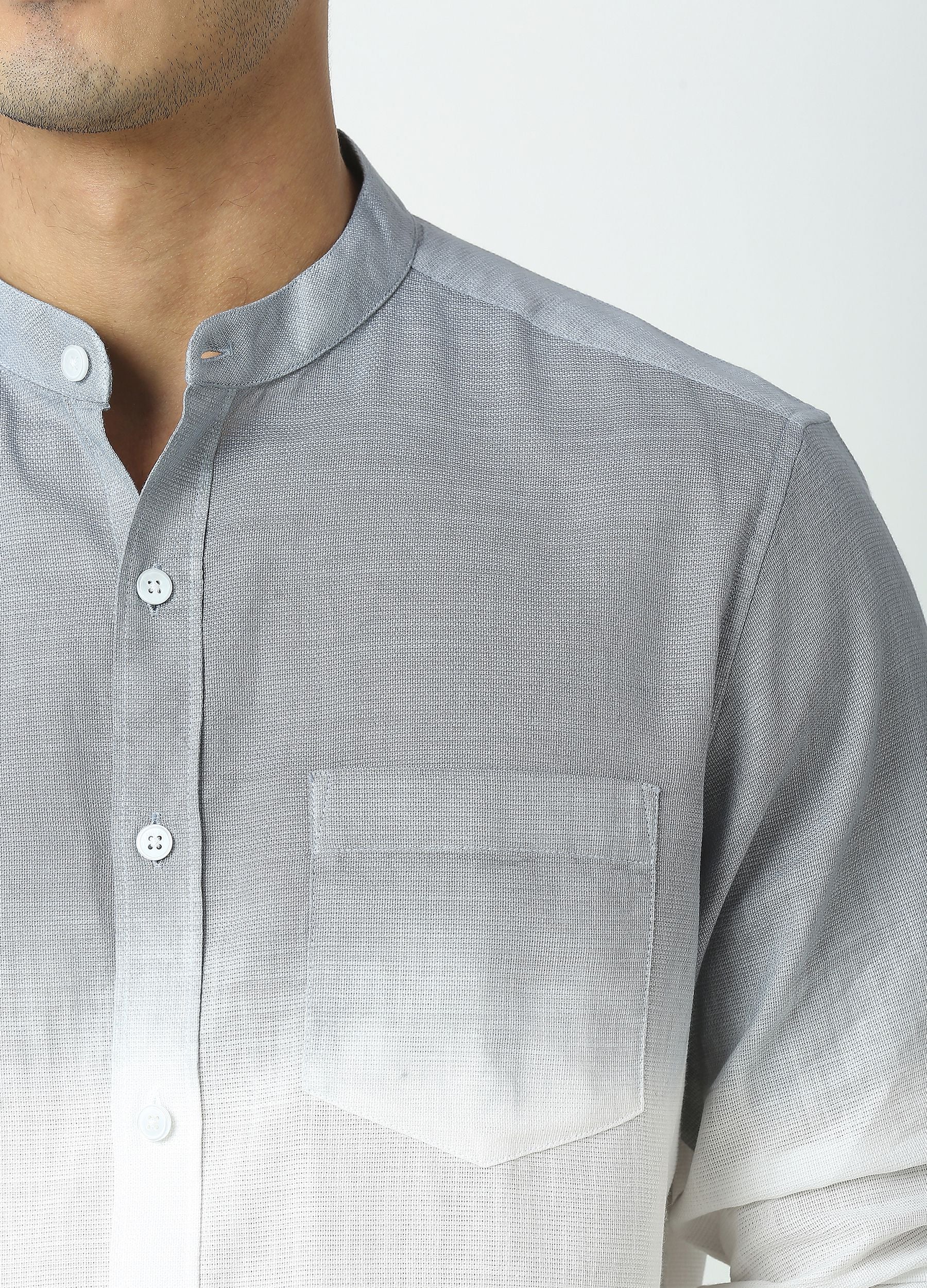 Tie Dye Chinese Collar Shirt-Grey