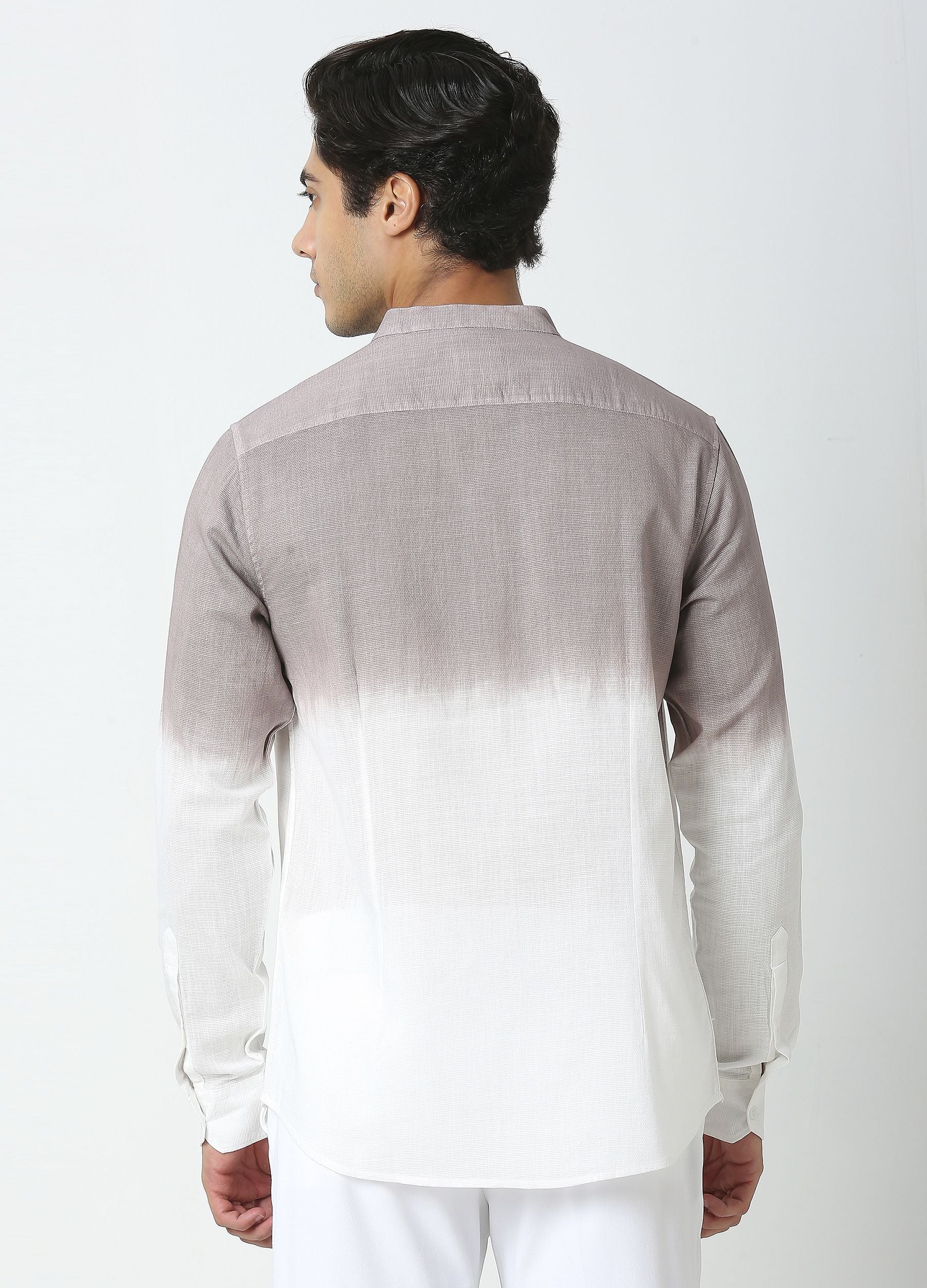 Tie Dye Chinese Collar Shirt-Dark Lavender