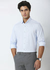 Puzzled Button Down print Knit Shirt - Light Blue