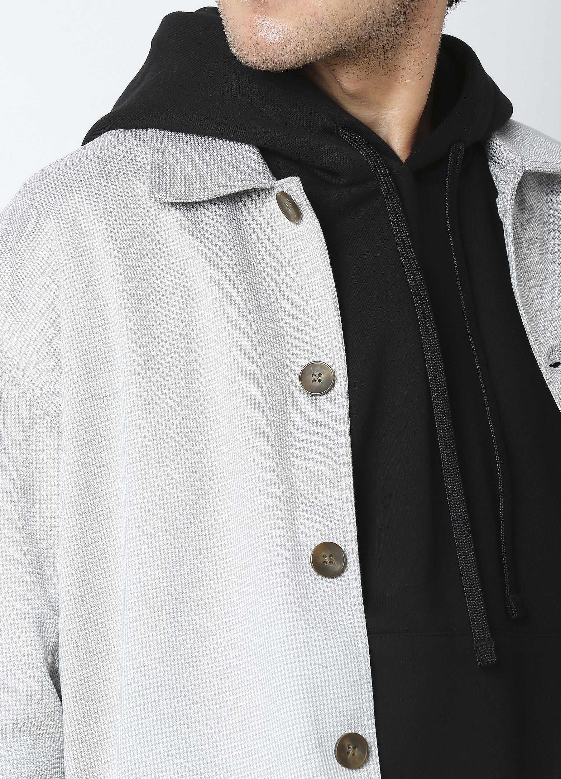 Herringbone shacket- Silver
