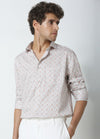 Trove: Satin Diamond Print Shirt - White