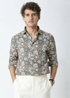 Enchanted: Satin Maleficio Print Shirt - Teal