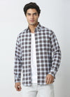 Casual Point Collar Giza Cotton Dupplin Checks Shirt - Sky Blue