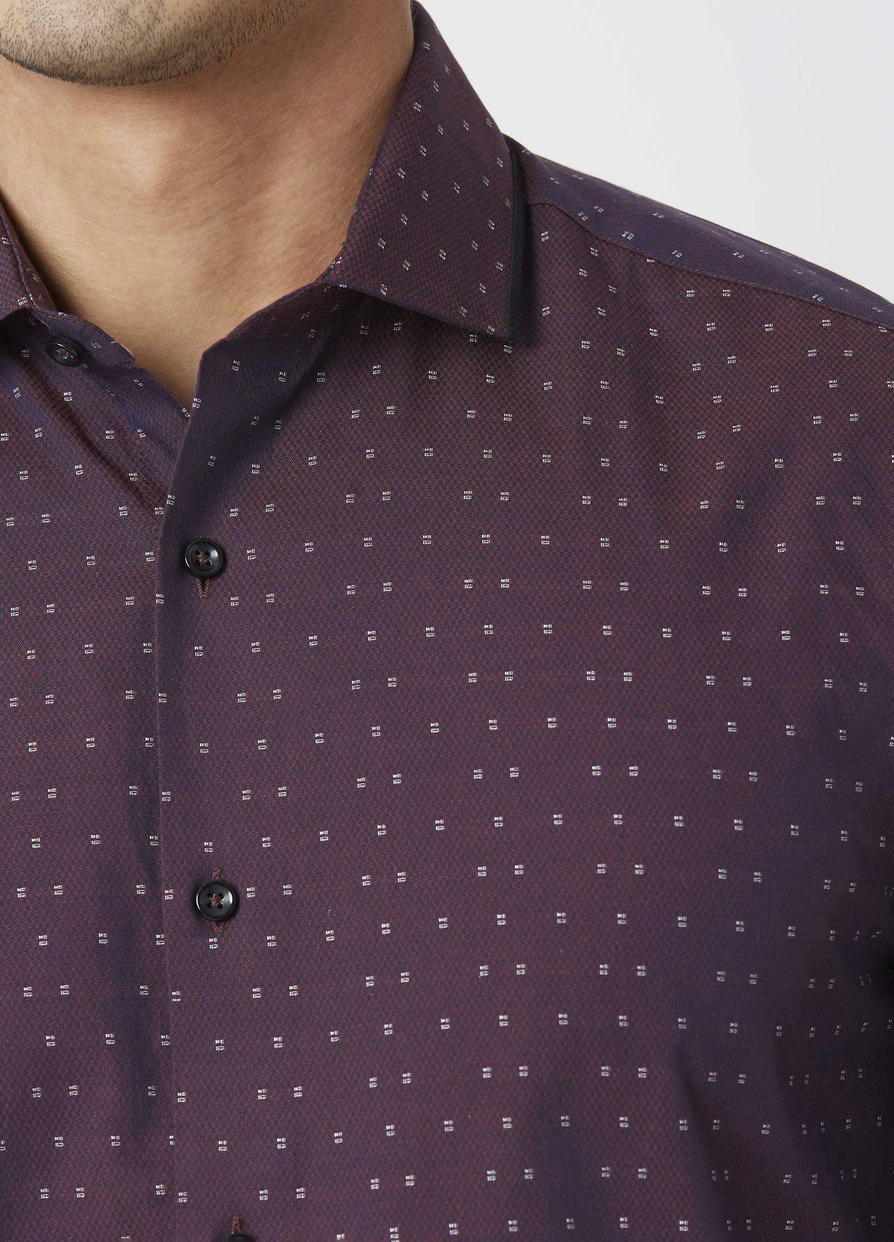 Point Collar Butta Dobby Shirt - Wine