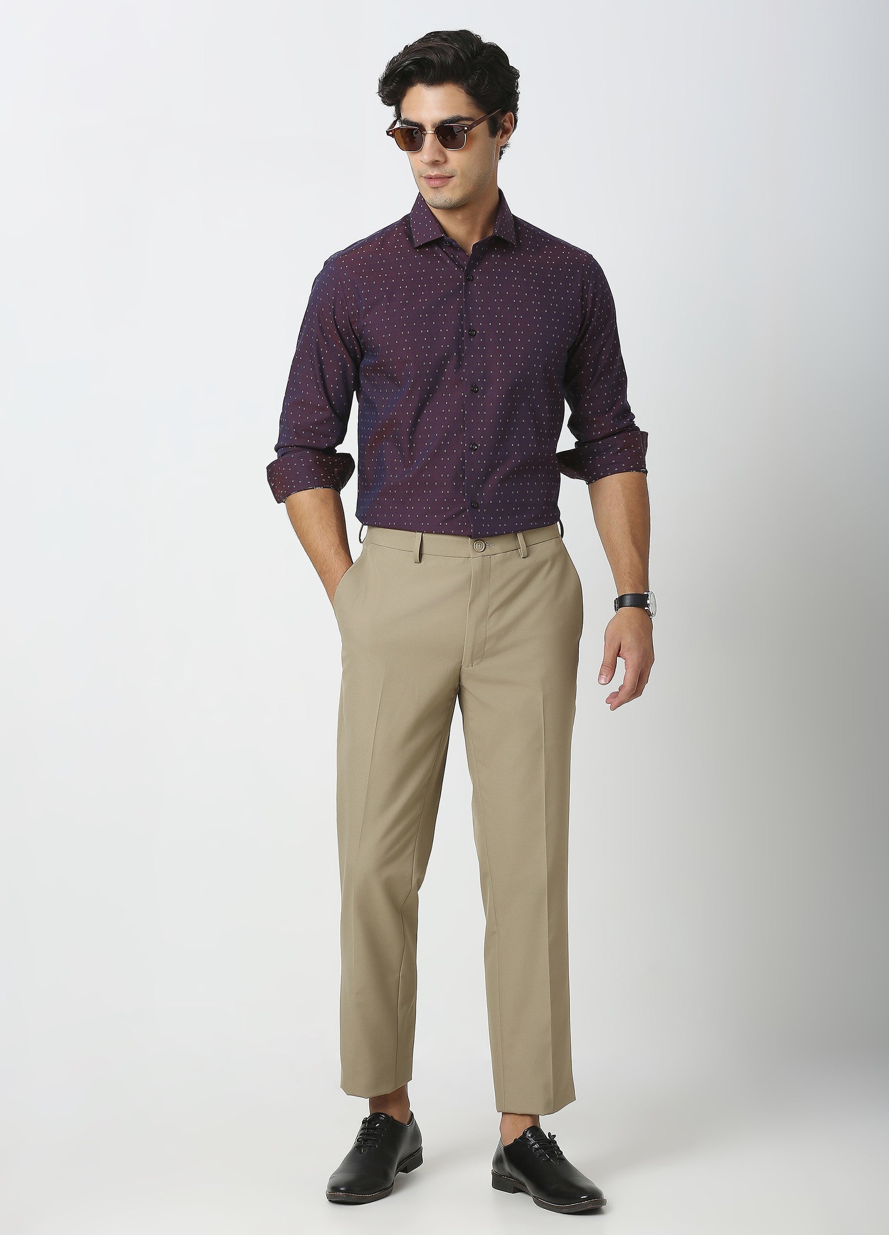 Point Collar Butta Dobby Shirt - Wine