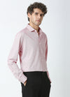 Carmine Red: Cutaway Collar Fine Dobby Knit Shirt