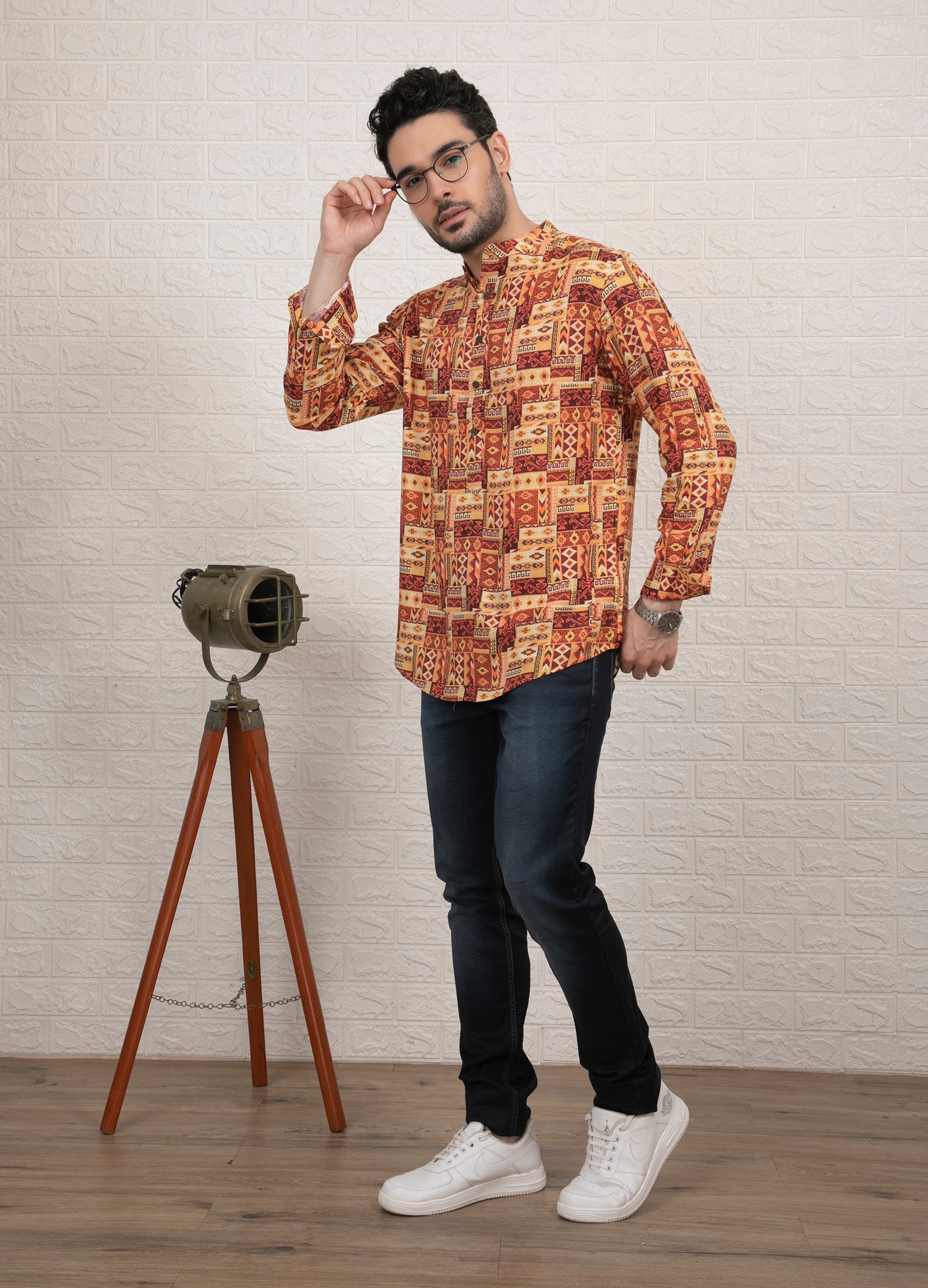 Khoye Heere: Gentle Rayon Short Kurta - Rust