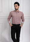 Point Collar Linen Tencel Vine Print Shirt - Poppy Pink