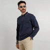 Modal-Stretch Zip Polo - Navy
