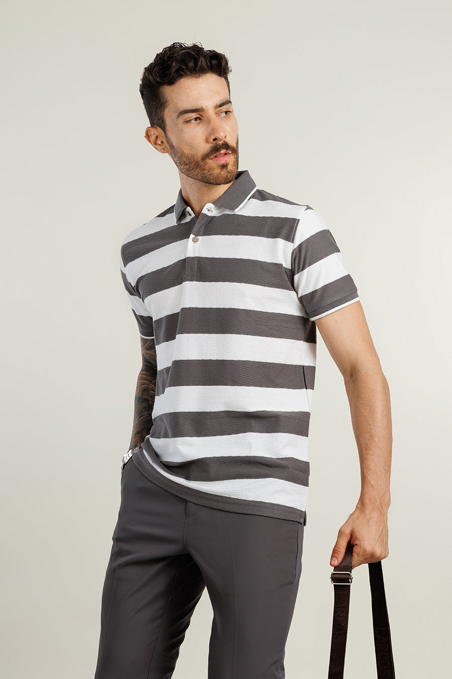 Derby Polo T-shirt-Dark Grey