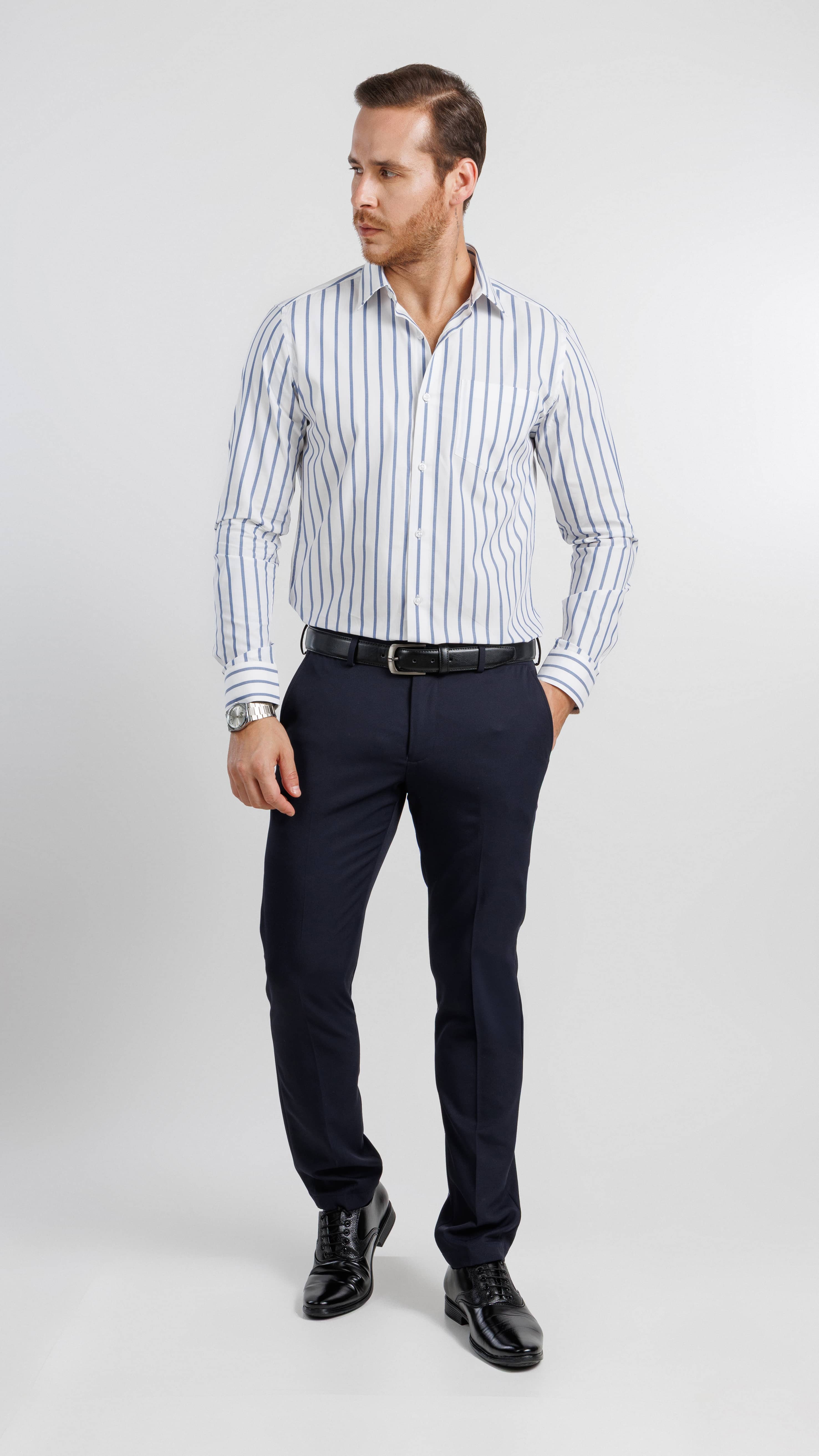 Bold Cobalt Stripe Woven Shirt