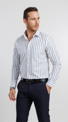 Bold Cobalt Stripe Woven Shirt