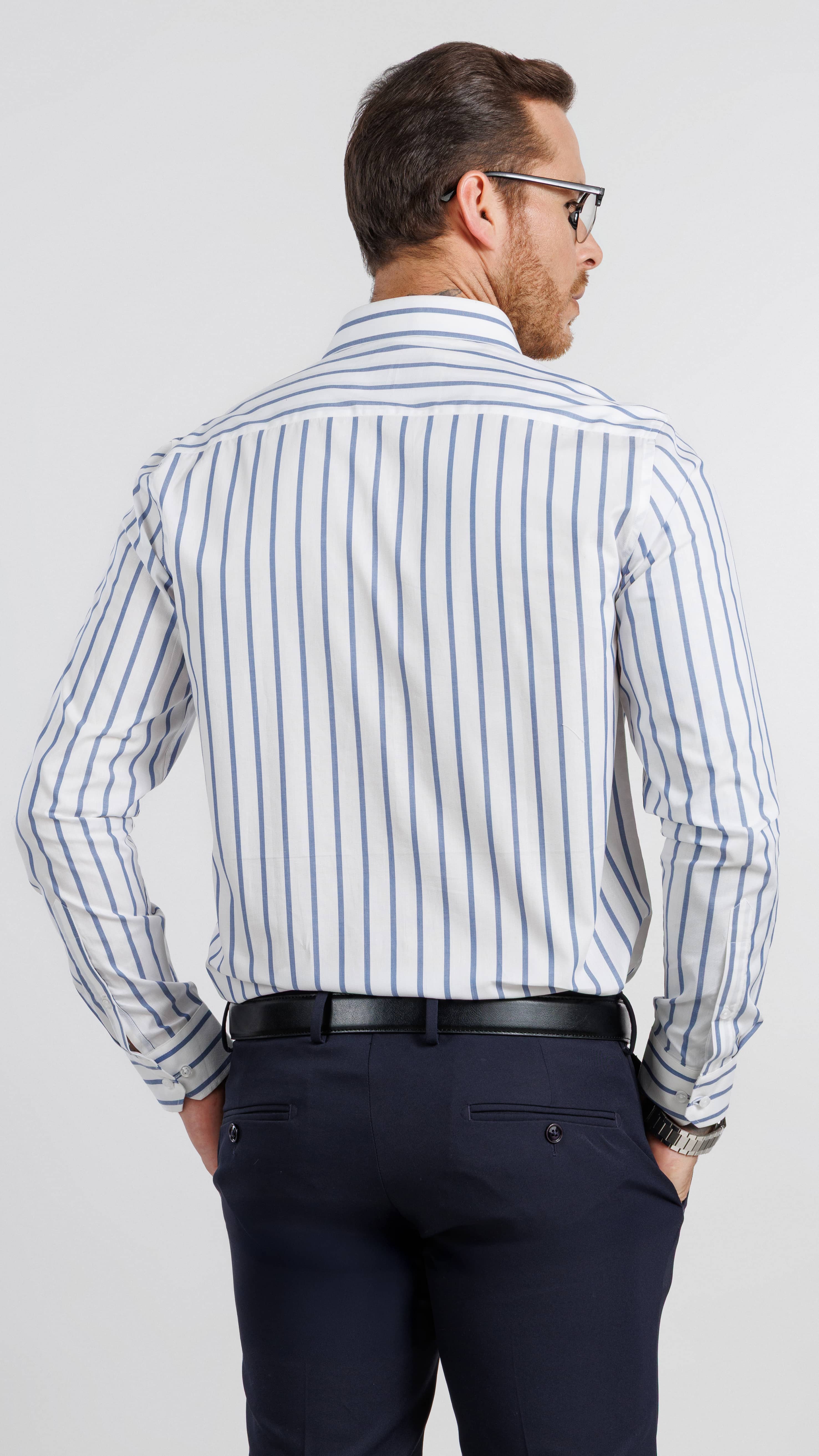 Bold Cobalt Stripe Woven Shirt