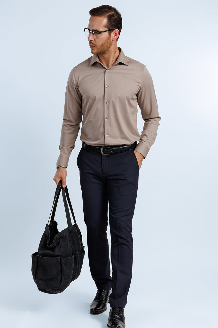 Modal Essential Shirt-Dark Beige