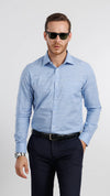 Sky Blue Slub Stripe Shirt
