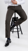 Flex Waist Herring Trouser Taupe Brown
