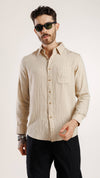Riviera Stripe Comfort Shirt Gnocchi Beige