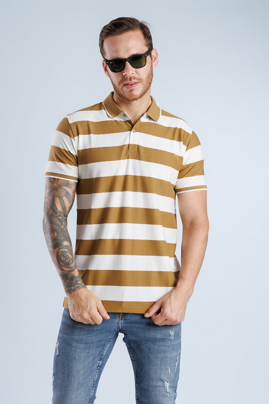 Derby Polo T-Shirt-Khaki