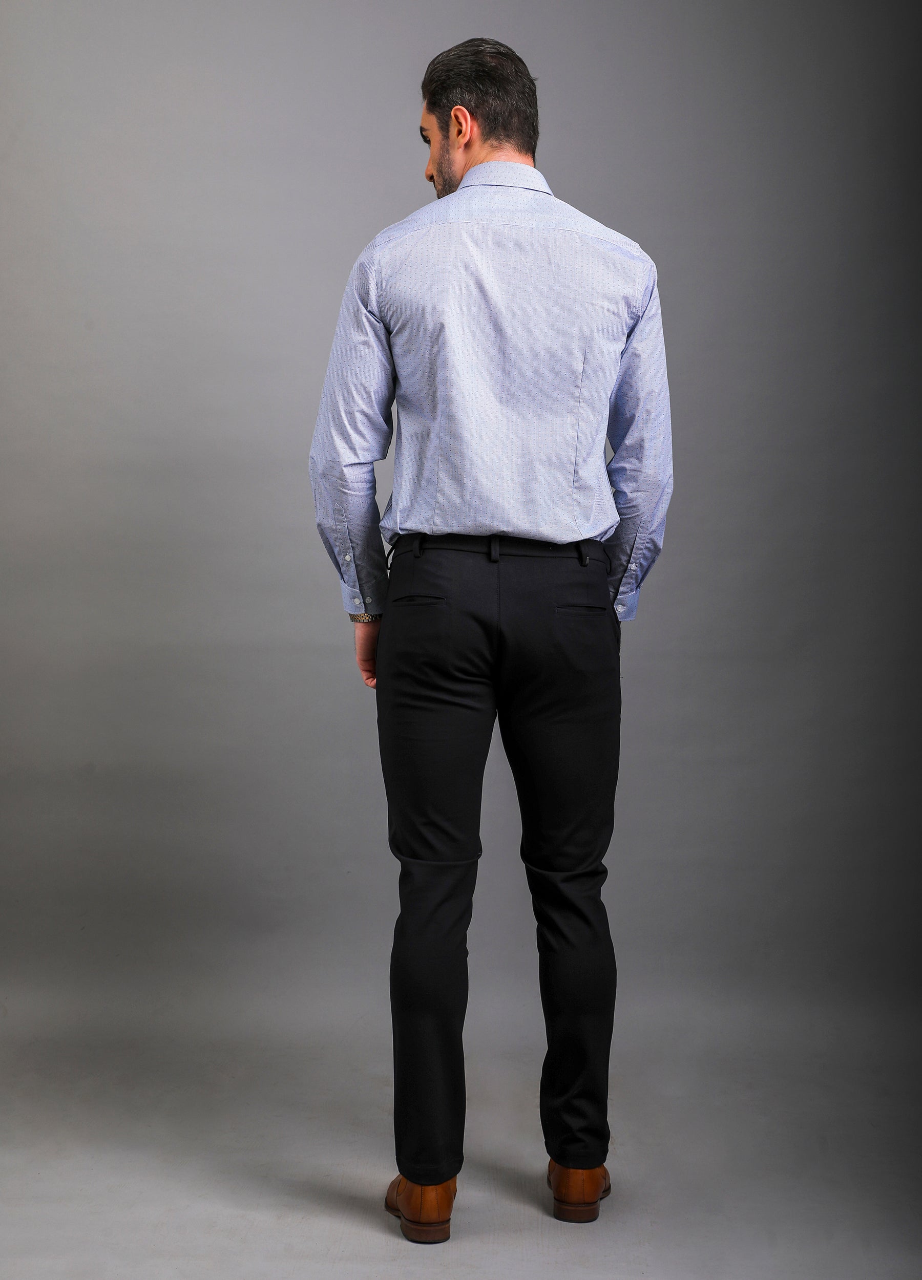 Point Collar Micro Checks Shirt - Blue Yonder